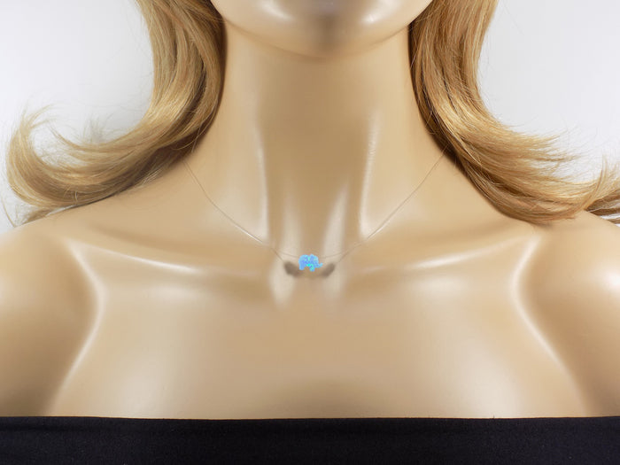Opal Elephant Necklace Floating Invisible illusion Pendant