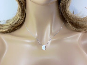 Ghost Necklace, Phantom Opal Charm Sterling Silver Necklace