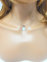 Hamsa Hand 925 Sterling Silver Pendant Opal Fatima Hand Necklace