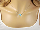 Heart Necklace Light Blue Opal. Opal Heart Necklace.