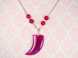 Horn Pendant Necklace Fuchsia. Long necklace with horn pendant in fuchsia
