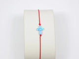 Opal Cross Bracelet Red String. Blue Sideways Cross Opal Adjustable Bracelet.