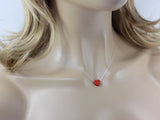 Opal Red Heart Silver Necklace