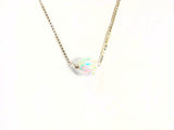 White Solitaire Opal Necklace Dot Pendant 925 Sterling Silver Box Chain