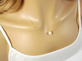 Pearl pendant Necklace. Floating Illusion pearl necklace