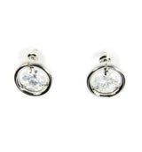Cubic Zirconia Crystal Silver Stud Earrings