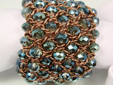 Chunky Bead Bracelet Cuff Stretch Aquamarine Beads - Martinuzzi Accessories