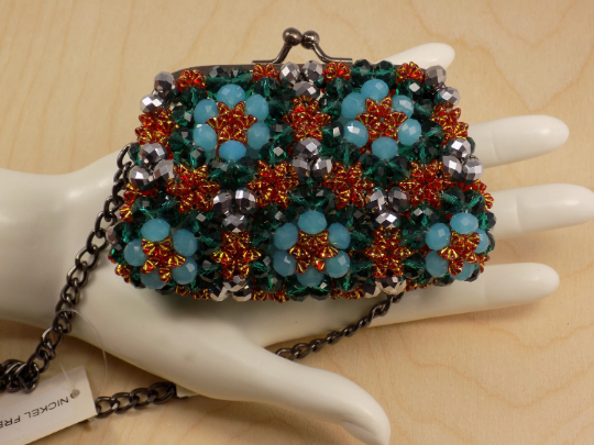 Clutch Bag Flowers Beads, Vintage Beaded Clutch Purses