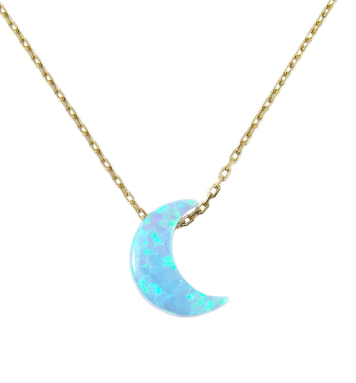 Light Blue opal half moon silver necklace - Martinuzzi Accessories