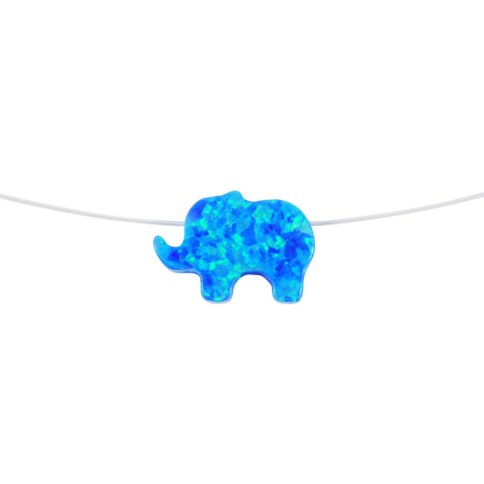 Opal Elephant Necklace Floating Invisible illusion Pendant