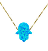 blue opal hamsa hand pendant necklace gold - martinuzzi accessories