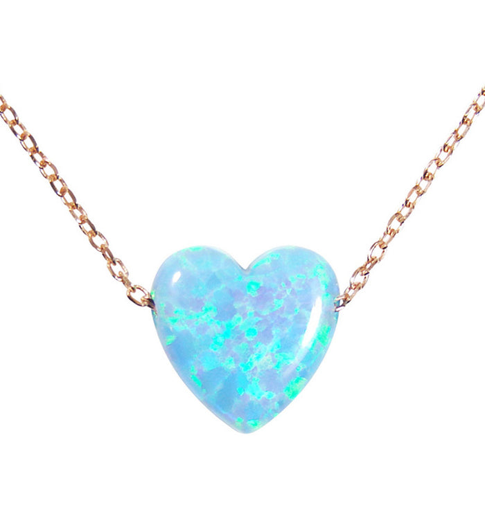 blue opal heart necklace rose gold chain - martinuzzi accessories