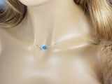 Opal ball Bead Necklace Dot Pendant 925 Sterling Silver Box Chain