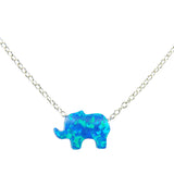 Opal Elephant Necklace 925 Sterling Silver Lucky Dainty Pendant Charm - Martinuzzi Accessories