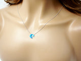 Moon Star Opal Necklace 925 Sterling Siver Chain Dainty Pendant