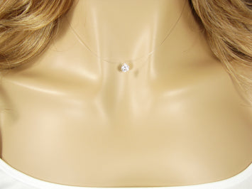 Crystal pendant Solitaire Necklace. Floating Illusion necklace. - Martinuzzi Accessories