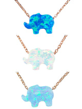 Opal Elephant Pendant Necklace Rose Gold Plated Sterling Silver Chain - Martinuzzi Accessories