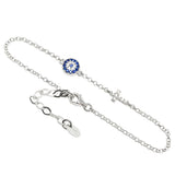 Evil Eye and Cross Bracelet Sterling Silver Evil Eye Bracelet with Cubic Zirconia Stones - Martinuzzi Accessories