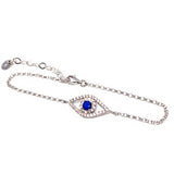 Evil Eye Chain Bracelet 925 Sterling Silver and Cubic Zirconia Stones