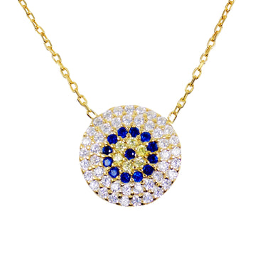evil eye necklace sterling silver CZ gold