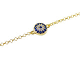 gold evil eye bracelet blue