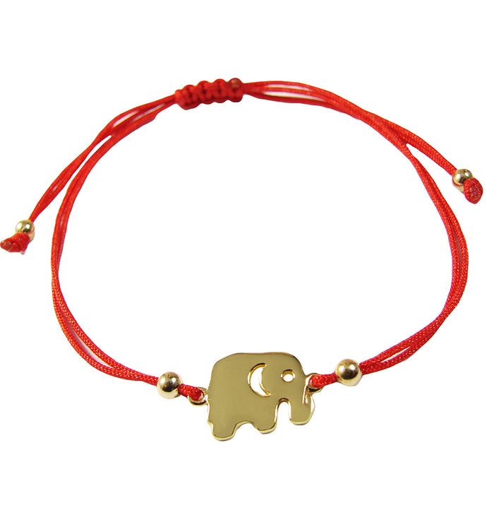 Elephant Bracelet Red String Sterling Silver Lucky Charm