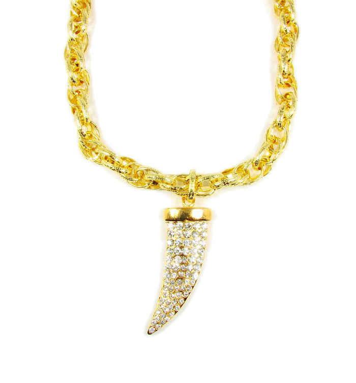 Horn Pendant Necklace Golden Links Statement Fashion Jewelry - Martinuzzi Accessories