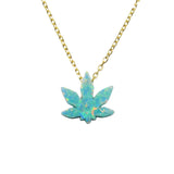 Marijuana Leaf Pendant Necklace. Weed Pot Grass Charm Green Cannabis Necklace. Mary Jane Charm Necklace
