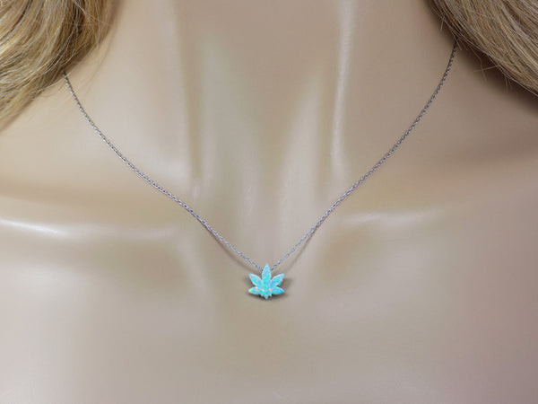 Marijuana Leaf Pendant Necklace. Weed Pot Grass Charm Green Cannabis Necklace. Mary Jane Charm Necklace