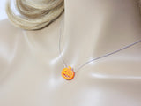Pumpkin Necklace Opal Pendant Charm, 925 Sterling  Silver Chain