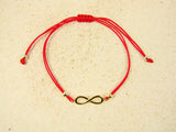 Infinity Symbol Bracelet Red String. Sterling Silver Infinity loop Charm.