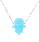 blue opal hamsa necklace
