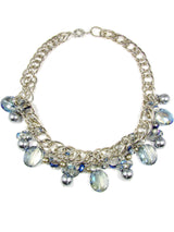 Beaded Statement Necklace Blue Crystal Glass Pearl Rodhium Rings Crystal Bead Necklace Glass Beads Synthetic Pearls