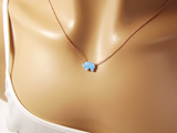 Opal Elephant Necklace Rose Gold Plated 925 Sterling Silver Chain Blue