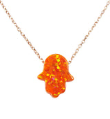 orange opal hamsa hand necklace rose gold - martinuzzi accessories