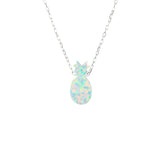 Pineapple Necklace White Lab Created Opal Pendant Charm 925 Sterling Silver Chain
