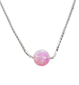 Bead Necklace Dot Pendant 925 Sterling Silver Box Chain