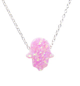 pink hamsa necklace