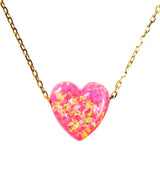 pink opal heart pendant necklace - martinuzzi accessories
