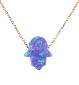 purple opal hamsa hand necklace rose gold - martinuzzi accessories