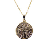 Saint Benedict Medallion Necklace, St Benedict Medal, San Benito Pendant Necklace - Martinuzzi Accessories