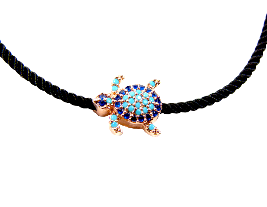 Turtle Bracelet Black Cord Adjustable Nano Turquoise Stones – Martinuzzi  Accessories