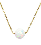 White Opal Ball dot Necklace 925 sterling silver goldplated - Martinuzzi Accessories