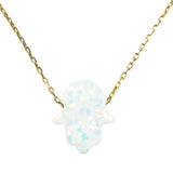 white opal hamsa hand pendant necklace - martinuzzi accessories