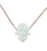 white opal hamsa hand necklace rose gold - martinuzzi accessories