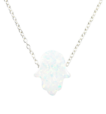 white opal hamsa hand pendant necklace - martinuzzi accessories
