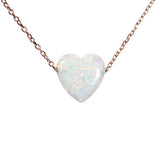 Heart Necklace Lab-created white opal pendant with 925 sterling silver chain necklace. - Martinuzzi Accessories