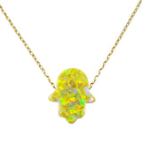 yellow hamsa hand pendant necklace gold plated silver chain - martinuzzi accessories